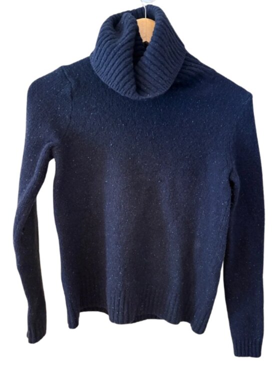 J. Crew Sweaters - J Crew Navy Wool Cowl Neck Sweater Small Chunky Knit Minimalist